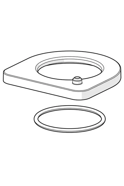 Rosette in einer ovalen Form, bestehend aus zwei Teilen, einem oberen und einem unteren Element. Marke HANSA, für Anwendungen im Sanitärbereich geeignet.